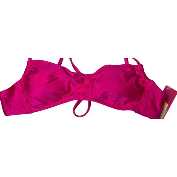 Xhilaration Pink Tie Crossback Bikini Top Women's Juniors Medium M NWT - Picture 2 of 5